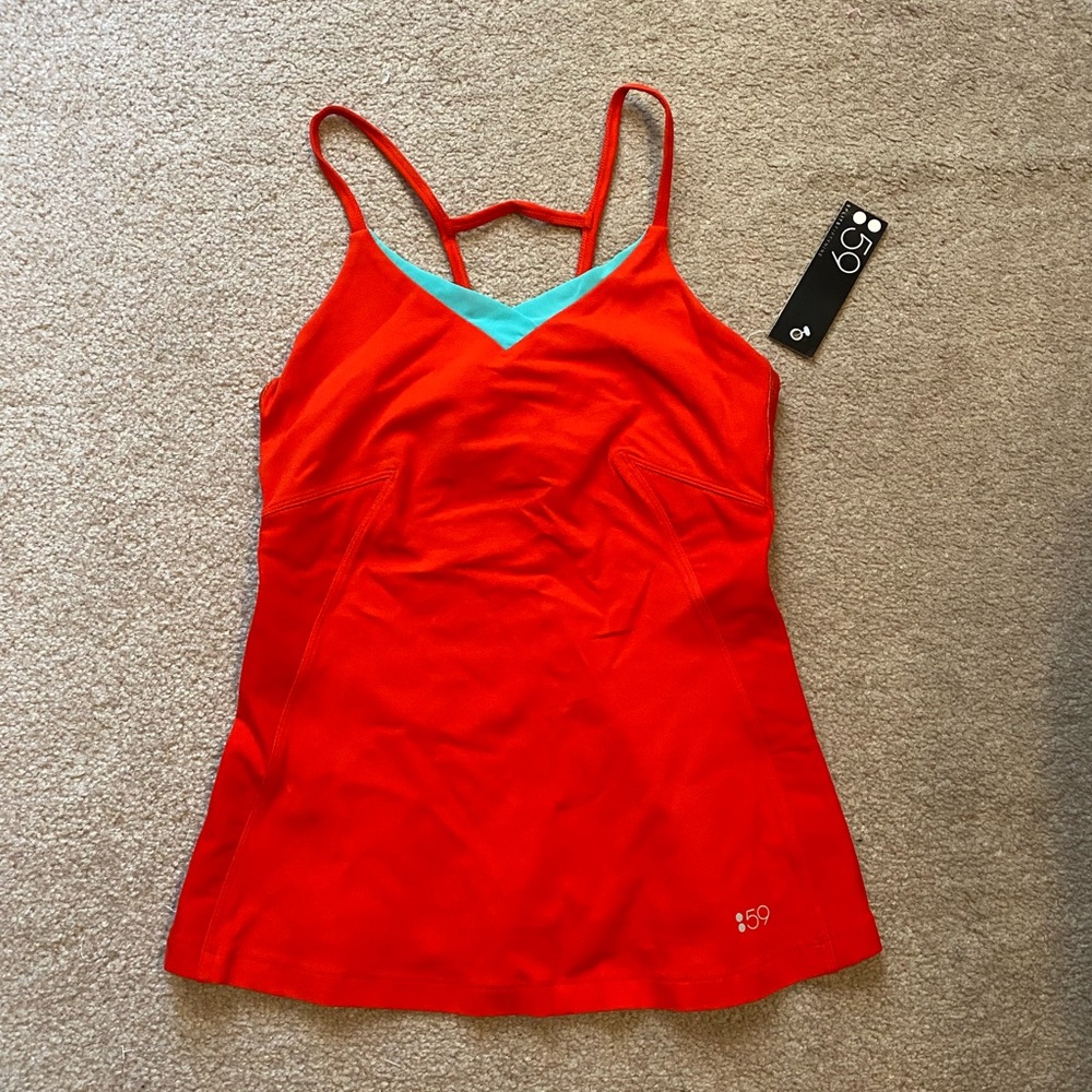 Splits59 Red Tank Top with Teal Trim